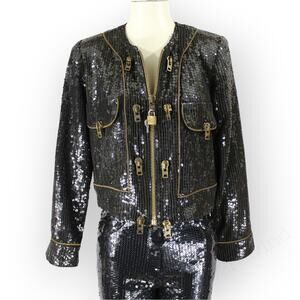 XS/S 80s Vintage Jeanette for St Martin Sequin Zipper Jacket & Pant Kastenberg